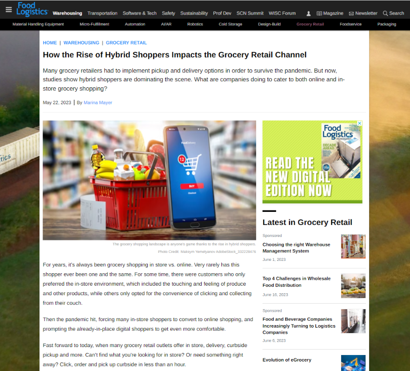 Food Logistics, How the Rise of Hybrid Shoppers Impacts the Grocery Retail Channel